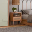 Ver imagem 1 de Mesa de Cabeceira com 1 Gaveta Tela Natural 100% MDF Marrom