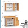Cozinha Compacta 3 Peças 1 Armário Aéreo 1 Balcão com Tampo Madeira/MDF Ikigai  - 3