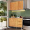 Cozinha Compacta 3 Peças 1 Armário Aéreo 1 Balcão com Tampo Madeira/MDF Ikigai  - 1