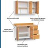 Cozinha Compacta 3 Peças 1 Armário Aéreo 1 Balcão com Tampo Madeira/MDF Ikigai  - 4