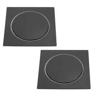 Kit 2 Ralo Click P/banheiro Quadrado Preto 15x15 Veda Cheiro