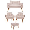 Ver imagem 1 de Kit 02 Poltronas + Namoradeira + Puff Opala Balaqui Decor Bege