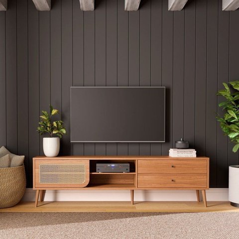 Rack Retrô para TV até 85 Polegadas 100% MDF 220cm 2 Gavetas Marrom