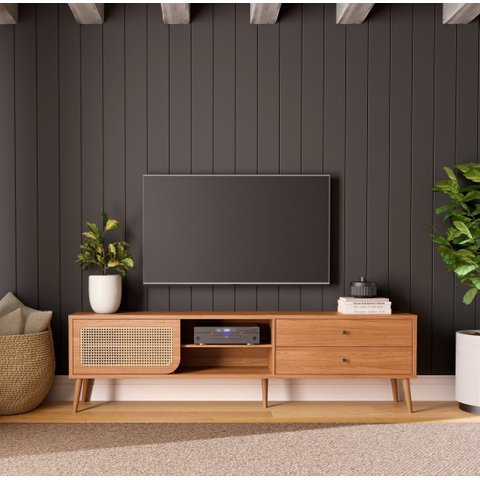 Rack Retrô para TV até 60 Polegadas 100% MDF 220cm 2 Gavetas