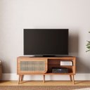 Ver imagem 1 de Rack Retrô para TV até 55 Polegadas 100% MDF 135cm 1 Porta Correr Marrom