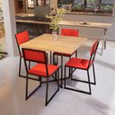 Ver imagem 2 de Conjunto Mesa de Jantar Quadrada Pinus 4 Cadeiras Estofado Riviera Industrial Don Castro Decor