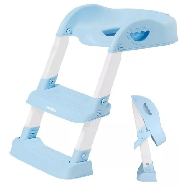 Troninho Redutor Assento Vaso Sanitario Infantil com Escada Azul Pimpolho