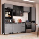 Ver imagem 1 de Cozinha Modulada Compacta Torre Quente Vidro 5 Peças Diamante Preto/Chumbo/Titanio