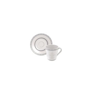 Conjunto Xícara e Pires de Café Tramontina Gabrielle em Porcelana Decorada Tramontina