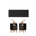 Ver imagem 1 de Conjunto Mesa de Cabeceira com Cabeceira Retrô Pés Palito - Pop - Varias Cores - Preto/nature