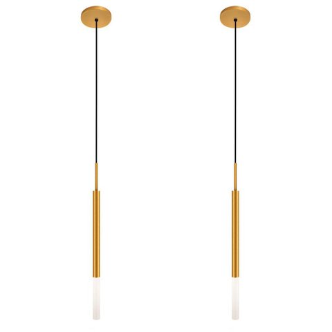 Kit 2 Luminárias Pendente de Teto Tubo Difusor Mesa Dourado