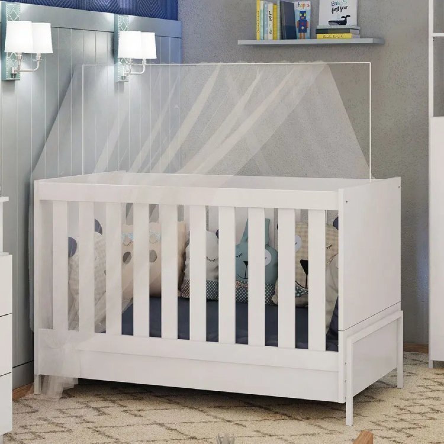 Quarto de Bebê Completo 1 Closet 1 Cômoda 1 Berço Mini Cama Metalic MDF Industrial Móveis Estrela - 10