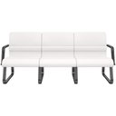 Ver imagem 1 de Cadeira Longarina 3 Lugares Recepção com Braço Pés Preto Lev P03 Vinil Branco - Lyam Decor