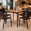 Ver imagem 2 de Mesa 4 Lugares Júpiter 70cm em Polipropileno Preto com Impresso Freijó Acrilys
