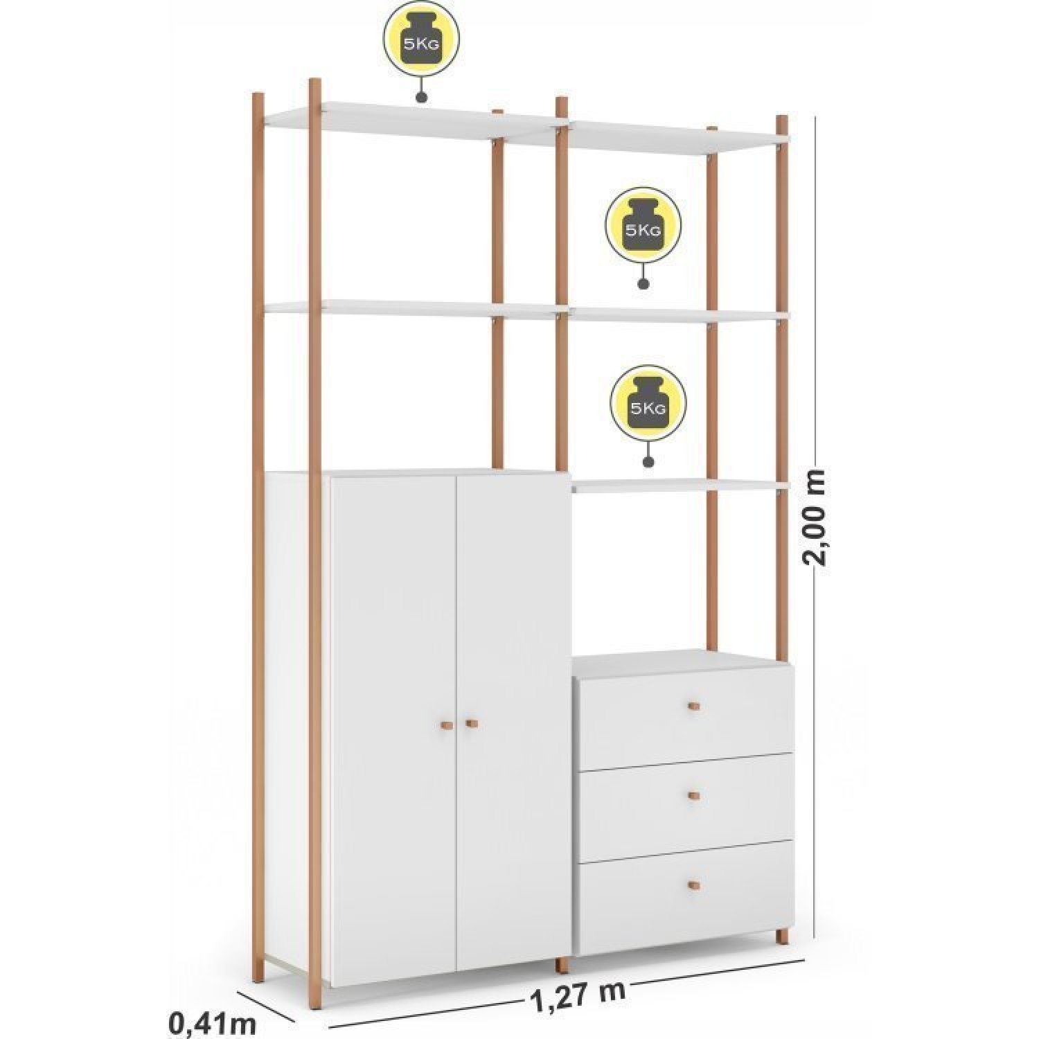 Quarto de Bebê Completo Armário Closet com Cômoda Metalic MDF Industrial Móveis Estrela - 2