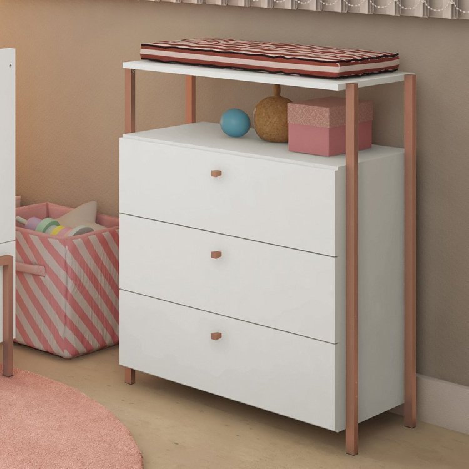 Quarto de Bebê Completo Armário Closet com Cômoda Metalic MDF Industrial Móveis Estrela - 5