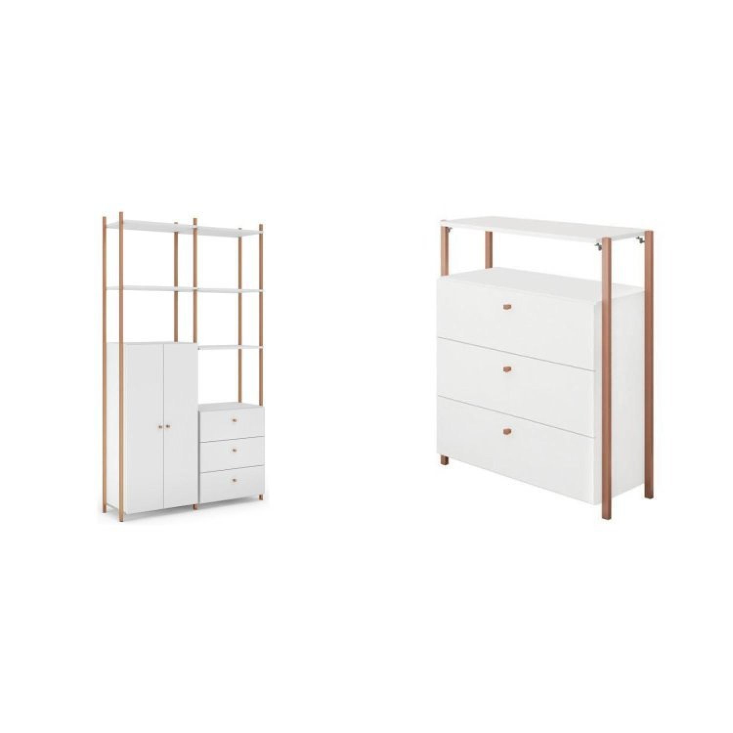 Quarto de Bebê Completo Armário Closet com Cômoda Metalic MDF Industrial Móveis Estrela - 1