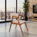 Ver imagem 4 de Cadeira de Jantar Gabriela em Madeira e Mdf Cerejeira Linho Bege