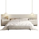 Ver imagem 3 de Conjunto Cabeceira Super King 400cm C 2 Mesas Painel MDF Luna com Dourado Casa Lar Shop