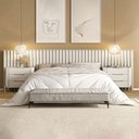 Ver imagem 1 de Conjunto Cabeceira Super King 400cm C 2 Mesas Painel MDF Luna com Dourado Casa Lar Shop