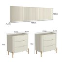 Ver imagem 4 de Conjunto Cabeceira Super King 400cm C 2 Mesas Painel MDF Luna com Dourado Casa Lar Shop