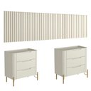 Ver imagem 2 de Conjunto Cabeceira Super King 400cm C 2 Mesas Painel MDF Luna com Dourado Casa Lar Shop