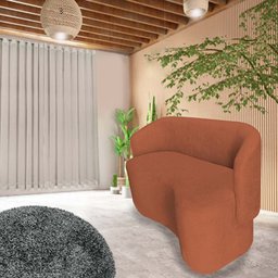 Sofá Recamier Orgânico Bouclê Terracota - D'classe Decor - 1
