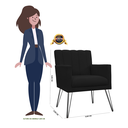 Ver imagem 4 de Poltrona Estofada Para Quarto Closet com Pés de Ferro Cecília Suede Preto - LM DECOR