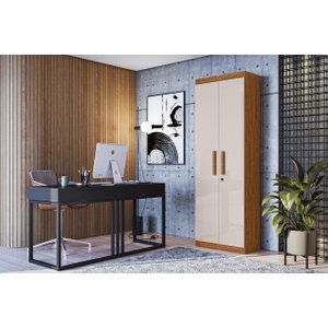 Organizador 02 Portas com Prateleiras Delta Amêndoa-off White - Lukaliam