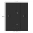 Ver imagem 4 de Guarda-roupa Casal Jamaica 6 Portas 2 Gavetas Preto - Fellicci