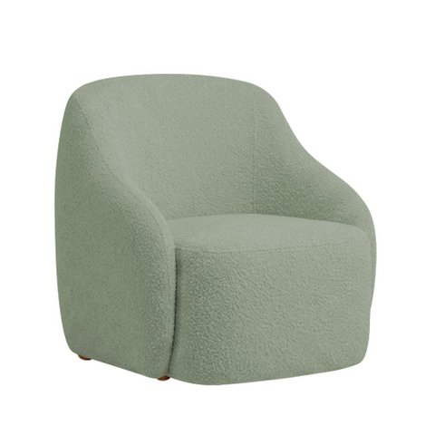 Poltrona Decorativa Vitta Pés Madeira Bouclé Verde Claro - Nexta Casa