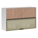 Ver imagem 1 de Armário Basculante Misto Perola 120 Cm 2 Portas Alumínio e com Vidro Reflecta Bronze Luciane