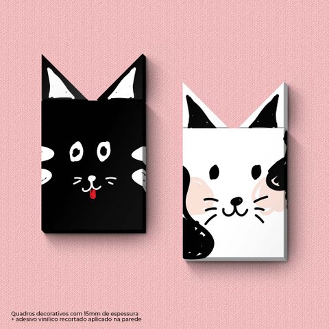 Dois Gatos - Quadro ou placa decorativa com 6 peças É DeCoração Quadros e placas decorativas 15mm - 