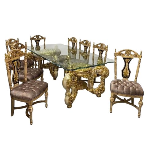 Mesa de Jantar com 8 Cadeiras Ideal para Jantar Sala Eventos 84x224x121 e 110x55cm