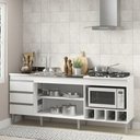 Ver imagem 2 de Kit Armário de Cozinha para Pia 120cm e Balcão para Cooktop 4 Bocas Menu Móveis Branco