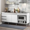Ver imagem 1 de Kit Armário de Cozinha para Pia 120cm e Balcão para Cooktop 4 Bocas Menu Móveis Branco