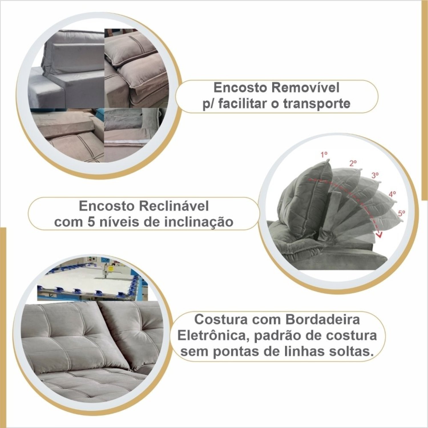 Sofa Retratil E Reclinavel 250Cm Vicenza  - 8