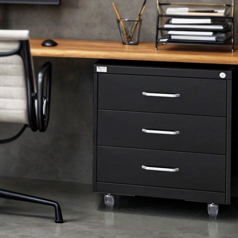 Gaveteiro de Aço 3 Gavetas com Rodízios com Chave