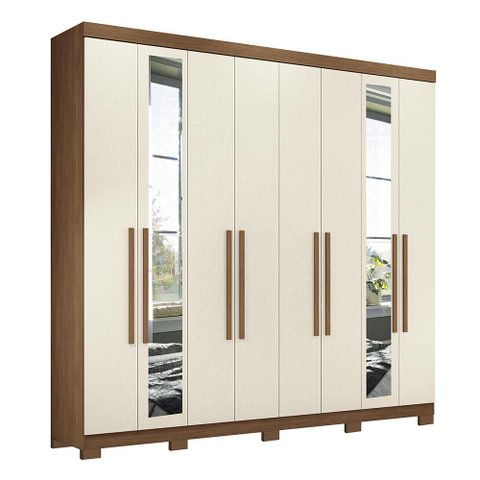 Guarda Roupa Casal Master New 8.4 8 Portas Jatobá/areia com Espelho e Pés - Santos Andirá