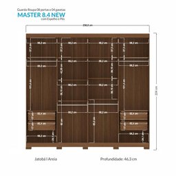 Guarda Roupa Casal Master New 8.4 8 Portas Jatobá/areia com Espelho e Pés - Santos Andirá - 4