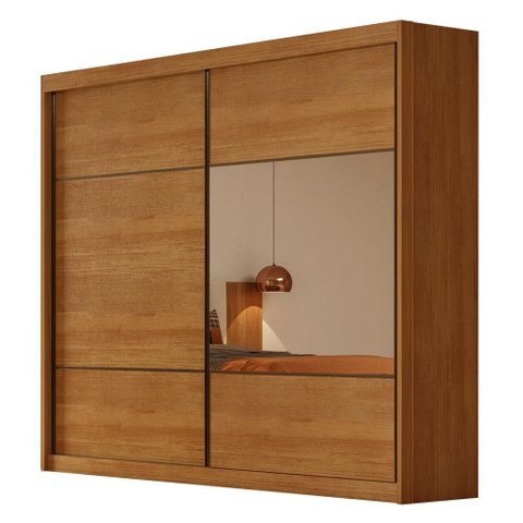 Guarda Roupa Casal Belmonte 2 Portas 4 Gavetas com Espelho Cinamomo - Novo Horizonte