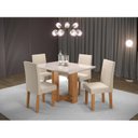 Ver imagem 1 de Conjunto Sala de Jantar Mesa Ville Tampo Vidro/MDF com 4 Cadeiras Venus Bege/Mel/Off White