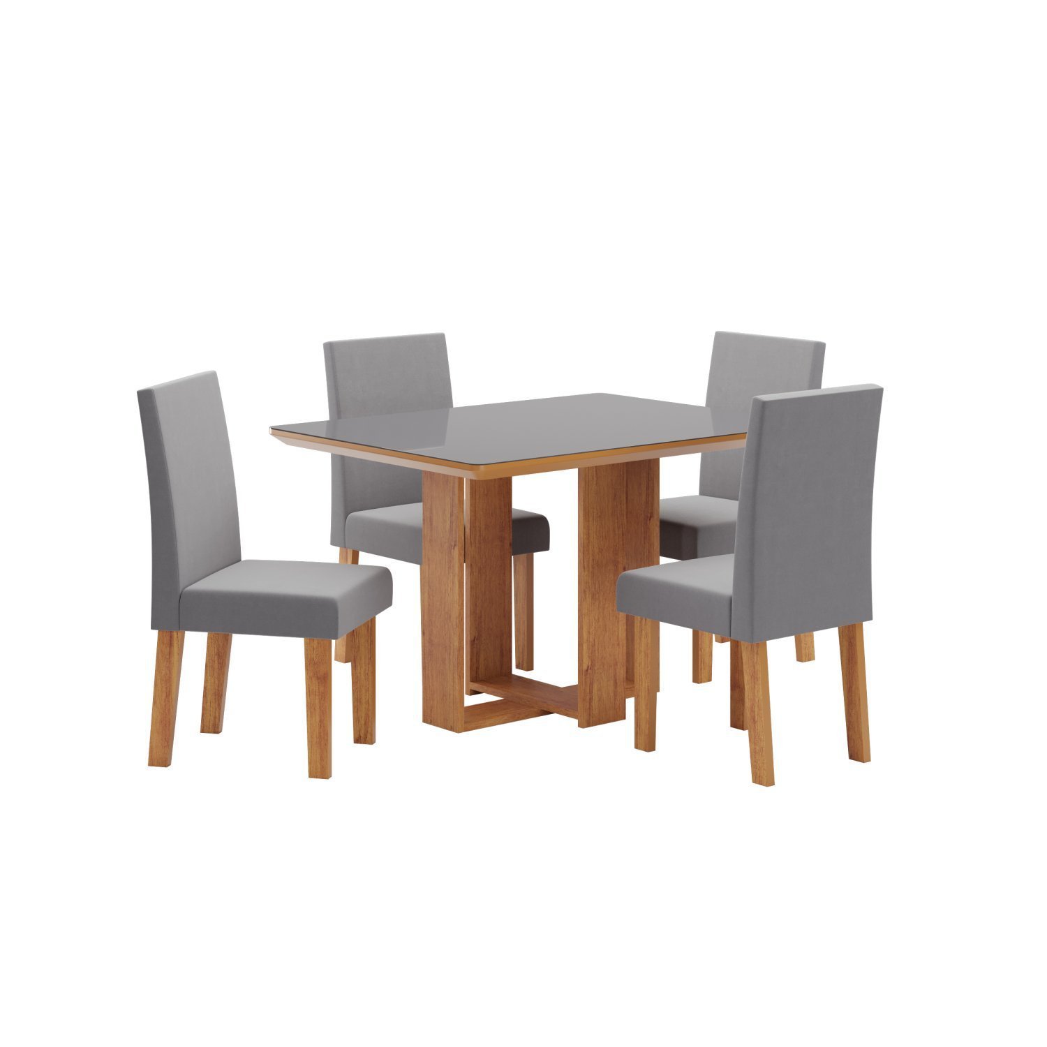 Conjunto Sala de Jantar Mesa Ville Tampo Vidro/MDF com 4 Cadeiras Venus  - 2