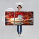 Ver imagem 3 de Quadro Decorativo Paisagem Montanhas e Flores Vermelhas 3 Telas 60x90cm para Sala Quarto Escritório