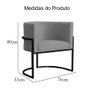 Poltrona Luana Suede Cinza Base Metálica Preta- Vallisa Decor - 5