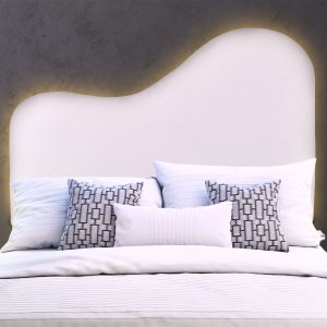 Cabeceira Led Orgânica 160cm Casal Queen Painél para Cama Box Bouclé Serena