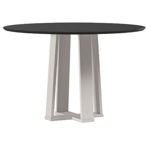 Mesa de Jantar 120 Cm Isabela com Vidro Off White Preto - New Ceval