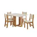 Ver imagem 2 de Conjunto Sala de Jantar Mesa Retangular 120x80cm 4 Cadeiras Estofadas Bege Mel/Blonde