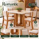 Ver imagem 5 de Conjunto Sala de Jantar Mesa Retangular 120x80cm 4 Cadeiras Estofadas Bege Mel/Blonde