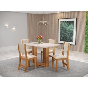 Conjunto Sala de Jantar Mesa Romantic com 4 Cadeiras Sol 